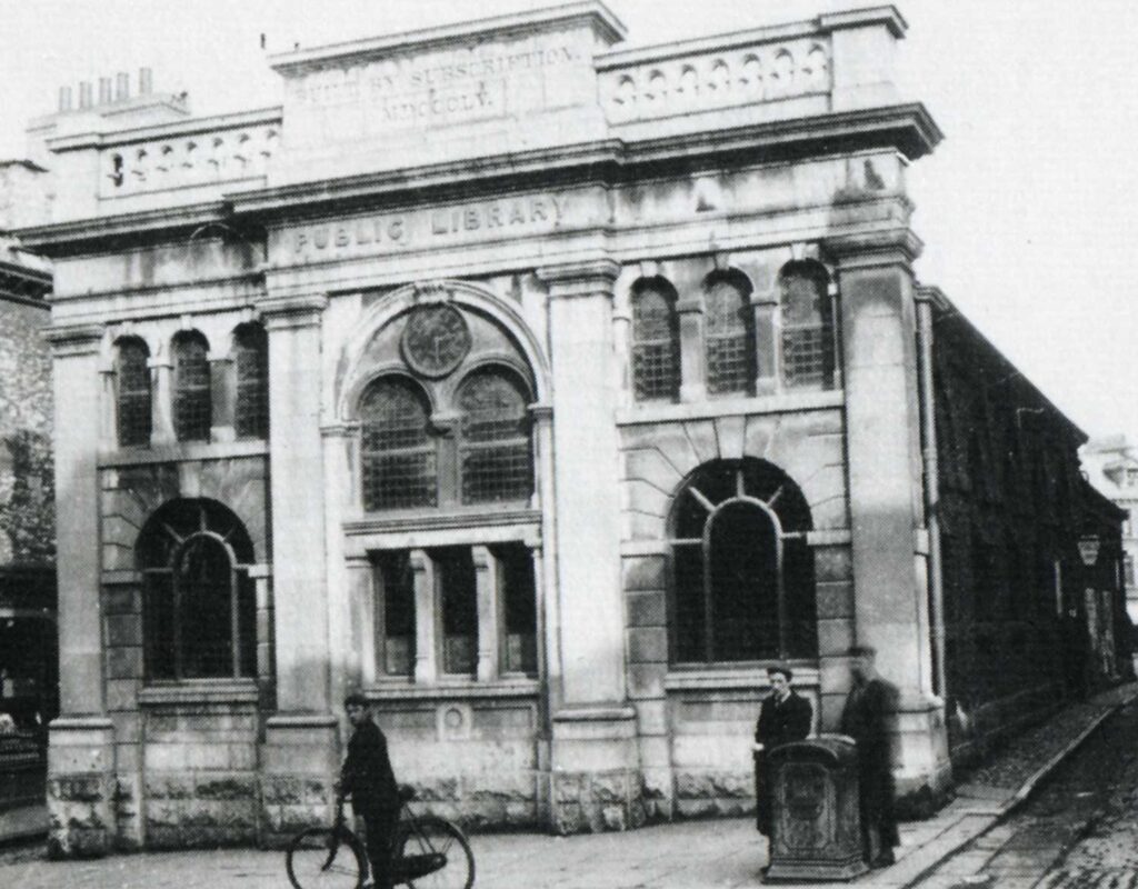 The public library building eventually demolished to create market square.